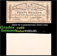 1984 $3 Confederate Note CSA Grades Select CU