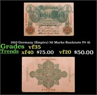 1910 Germany (Empire) 50 Marks Banknote P# 41 Grad