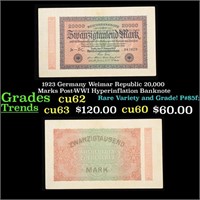 1923 Germany Weimar Republic 20,000 Marks Post-WWI