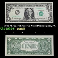 1963 $1 Federal Reserve Note (Philadelphia, PA) Gr