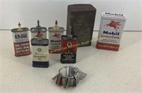* Lot of Vtg Oil cans  Are full & lot of mini