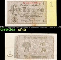 1937 Weimar Germany 1 Rentermark Note P: 1773B Gra