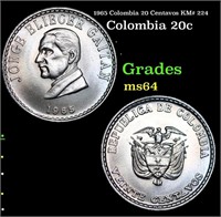 1965 Colombia 20 Centavos KM# 224 Grades Choice Un