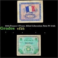 1944 France 2 Franc Allied Liberation Note P# 114A