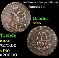 1744 Russia 1 Denga KM# 188 Grades xf+