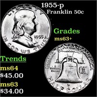 1955-p Buggs Bunny Franklin Half Dollar 50c Grades