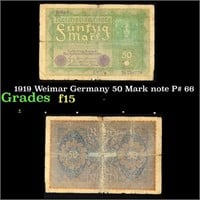 1919 Weimar Germany 50 Mark note P# 66 Grades f+