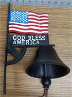 Cast iron dinner bell American flag God bless