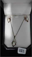 Opal Necklace Earring Set