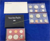 (3) 1981 Coin sets (2) Proof  (1) UNC