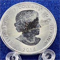 2016 Canada Elizabeth 1oz .999 $5 silver coin