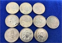 (10) US Presidential 1$ coins