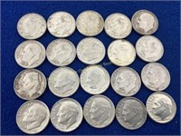 (20) Roosevelt silver dimes  1960s