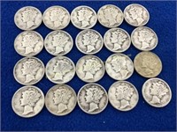 (20) Mercury silver dimes  Mixed dates