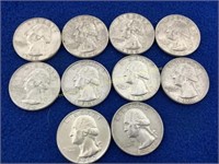 (10) Washington silver quarters  1960s