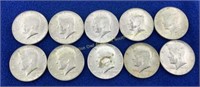 (10) Kennedy 40% silver half dollars