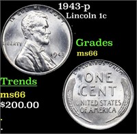 1943-p Lincoln Cent 1c Grades GEM+ Unc