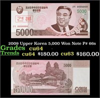2009 Upper Korea 5,000 Won Note P# 66s Grades Choi