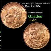1959 Mexico 10 Centavos KM# 433 Grades GEM Unc