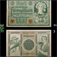 1920 Germany (Weimar) 50 Marks Banknote P# 68 Grad