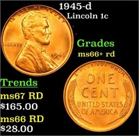 1945-d Lincoln Cent 1c Grades GEM++ RD