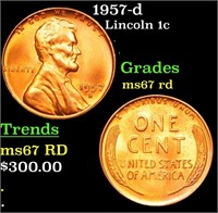 1957-d Lincoln Cent 1c Grades GEM++ Unc RD