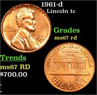 1961-d Lincoln Cent 1c Grades GEM++ Unc RD