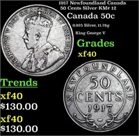 1917 Newfoundland Canada 50 Cents Silver KM# 12 Gr