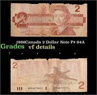 1986Canada 2 Dollar Note P# 94A Grades vf details