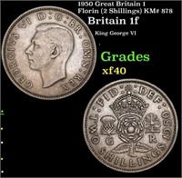 1950 Great Britain 1 Florin (2 Shillings) KM# 878