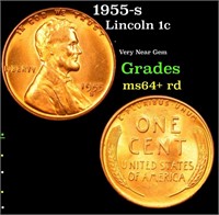 1955-s Lincoln Cent 1c Grades Choice+ Unc RD