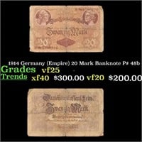 1914 Germany (Empire) 20 Mark Banknote P# 48b Grad