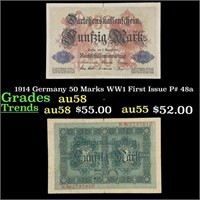 1914 Germany 50 Marks WW1 First Issue P# 48a Grade