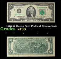 1976 $2 Green Seal Federal Reseve Note Grades vf++