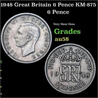 1948 Great Britain 6 Pence KM-875 Grades Choice AU