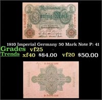1910 Imperial Germany 50 Mark Note P: 41 Grades vf