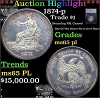 ***Auction Highlight*** 1874-p Trade Dollar $1 Gra