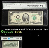 2003 $2 Green Seal Federal Reserve Note Graded cu6
