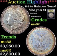 ***Auction Highlight*** 1883-s Morgan Dollar Rainb