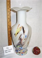 Spatter Glass Vase & Paperweight