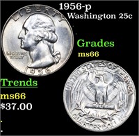 1956-p Washington Quarter 25c Grades GEM+ Unc