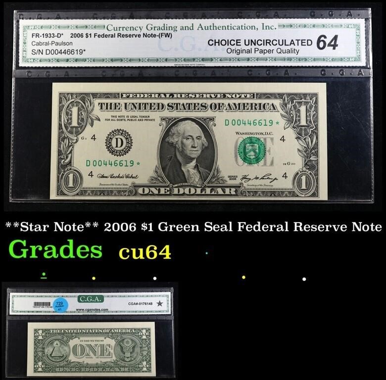 **Star Note** 2006 $1 Green Seal Federal Reserve N