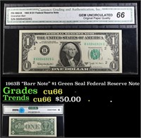 1963B "Barr Note" $1 Green Seal Federal Reserve No