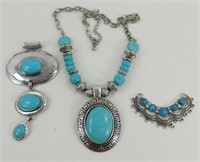 Blue Stone Costume Jewelry Necklace with Extra