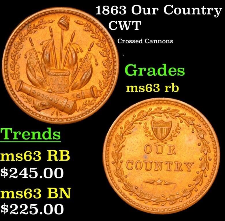 1863 Our Country Civil War Token 1c Grades Select