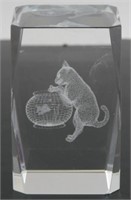 Glass Kitty Paperweight