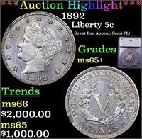 ***Auction Highlight*** 1892 Liberty Nickel 5c Gra