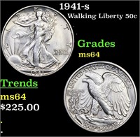 1941-s Walking Liberty Half Dollar 50c Grades Choi
