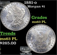 1881-o Morgan Dollar $1 Grades Select Unc PL