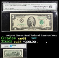 1995 $2 Green Seal Federal Reserve Note Graded cu6